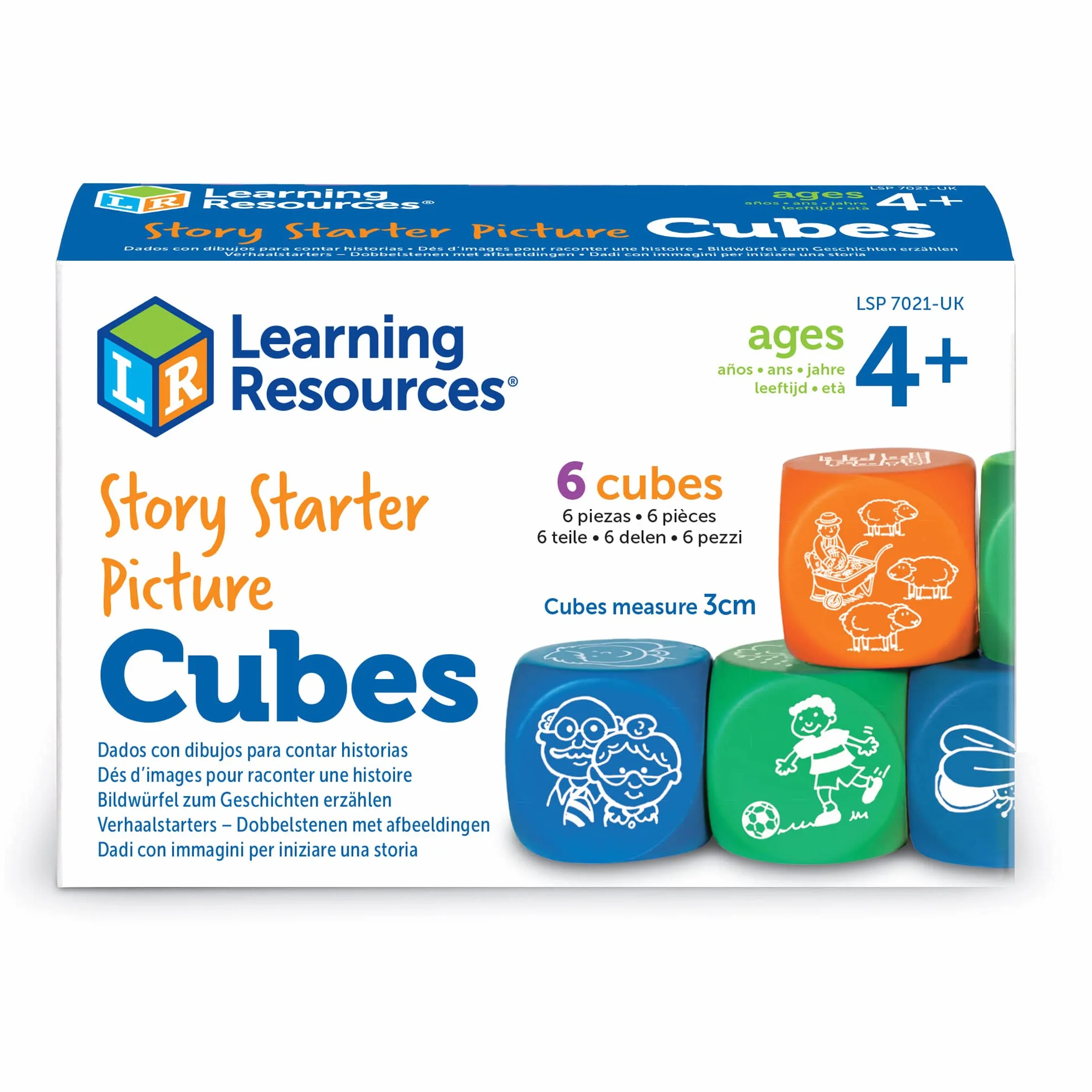 Learning Resources Cubos de fotos de inicio de historia, juguetes de cubos de dados de historia, juguetes educativos, juegos de vocabulario para niños, enseñan comunicación, adecuados para actividades