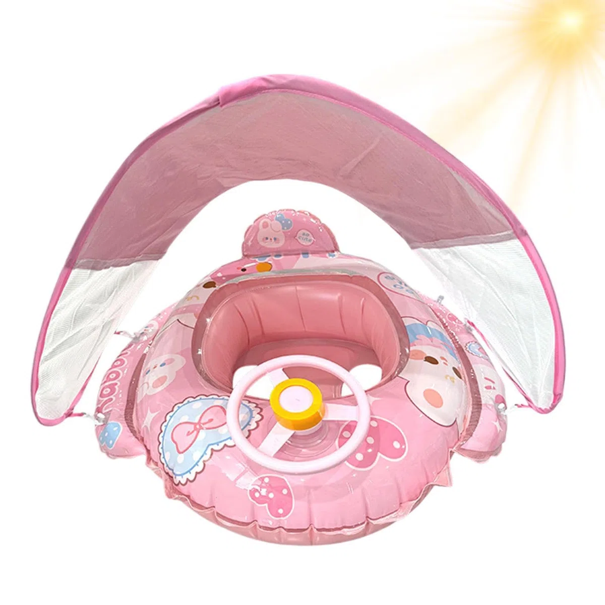 Flotador de Piscina Infantil con Toldo | Aro De Natación Inflable con Toldo Impermeable Y Protección Solar - Flotadores Infantiles para Piscina - 6-36 Meses para Bañera Actividades