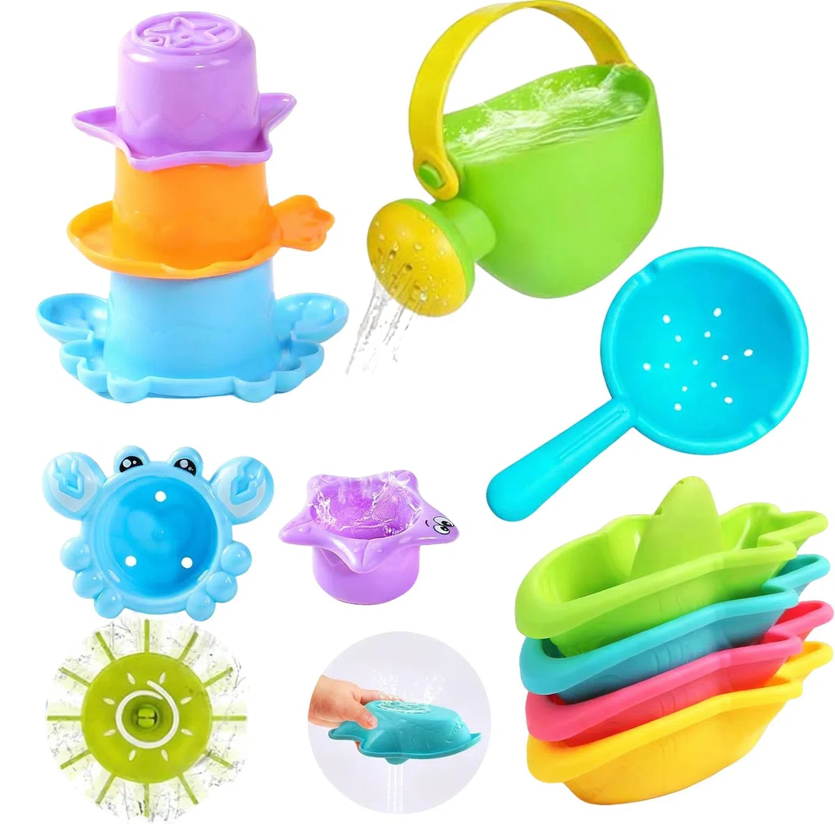 Juguetes Baño 10 Piezas 1 2 3 4 Años Juguetes Bañera Bebe Flotante Juego de Pesca Bath Toys para Ducha Piscina Bañera Playa Regalo para Niños y Niñas