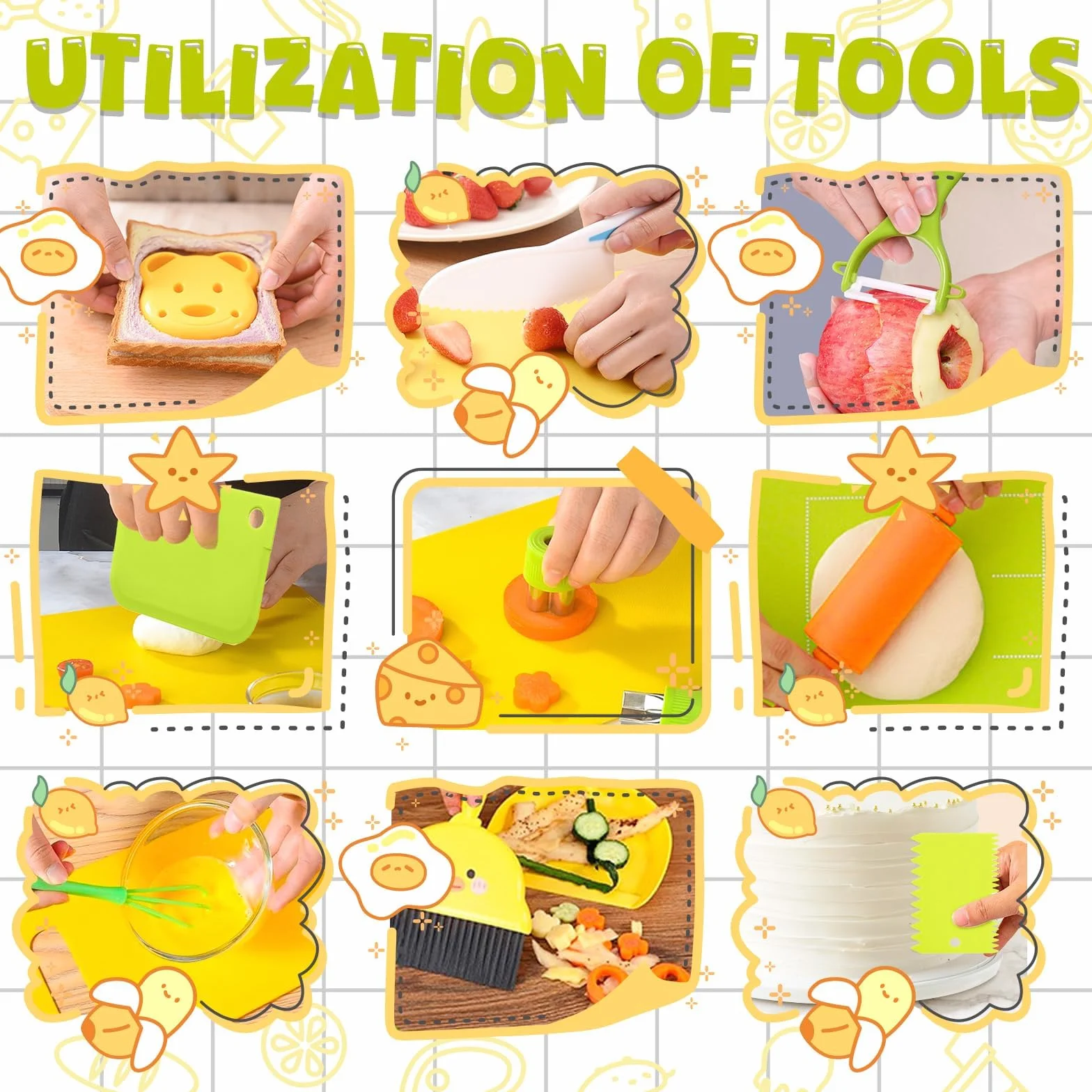 JOYBOY 47 Piezas Juego de Cuchillos para Niños,Utensilios Cocina Montessori para Cortar Frutas Verduras o Masa,Cocina Montessori,Cuchillo Niños,Juego de Cuchillos de Cocina para Niñoss