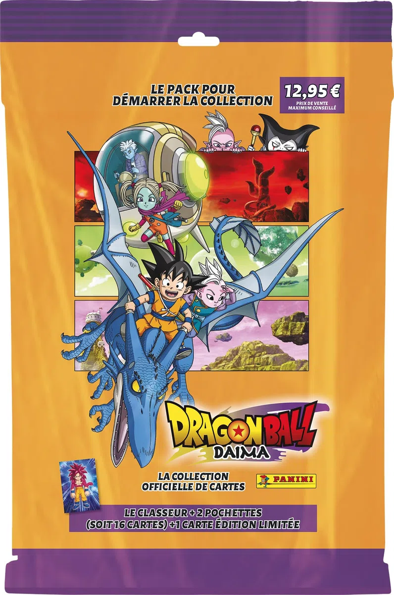 Panini Dragon Ball DAIMA Trading Cards - Pack de Inicio (1 Carpeta + 2 Fundas de 8 Tarjetas + 1 Tarjeta de edición Limitada)