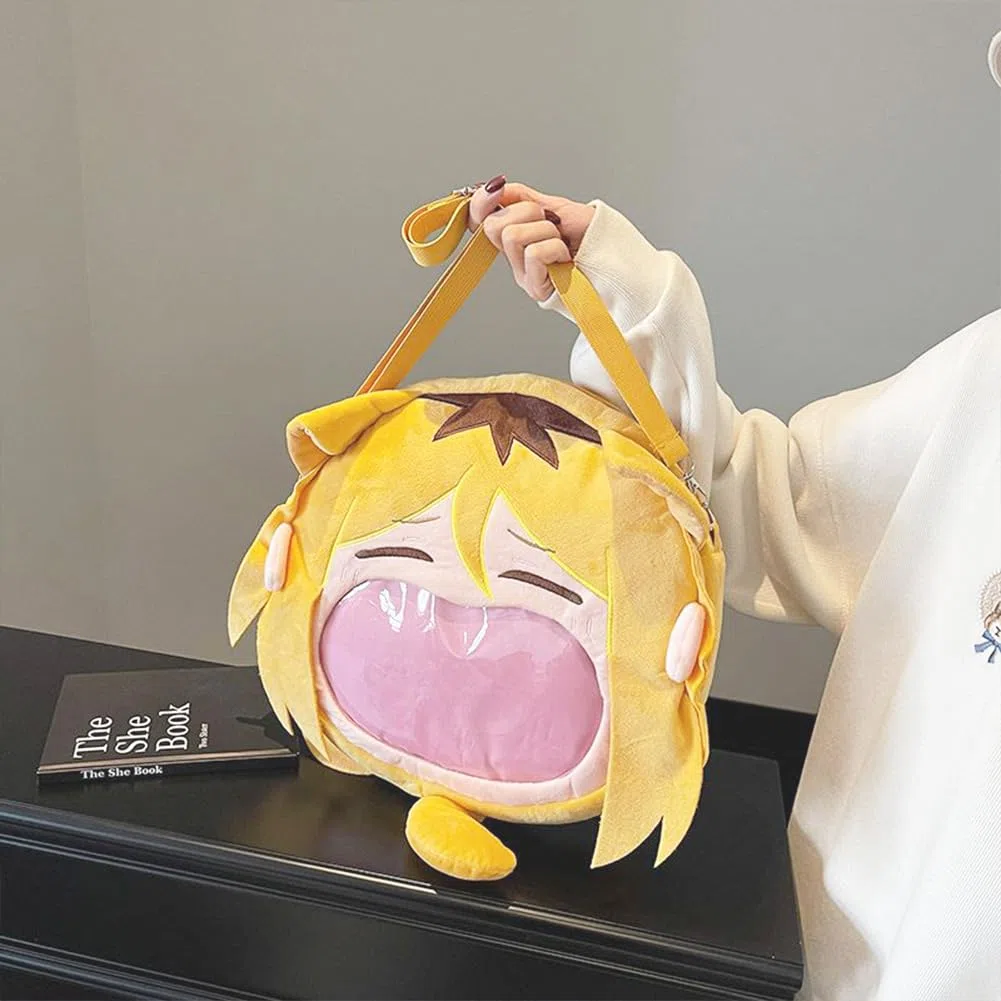 DEXSHUN Kozume Kenma - Mochila de peluche con diseño de dibujos animados, bolsa de felpa de anime con boca grande, bolsa de almacenamiento, periféricos de anime, regalo