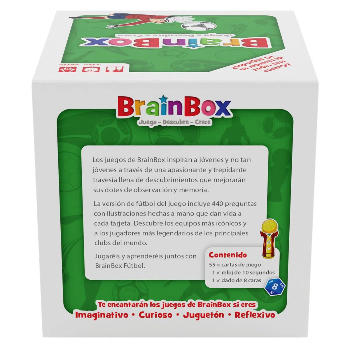Asmodee BrainBox Fútbol, Juego de Cartas de Memoria y Observación para Familias y Niños, Educativo, A Partir de 8 Años, A Partir de 1 Jugador, 10 Minutos por Partida, Español
