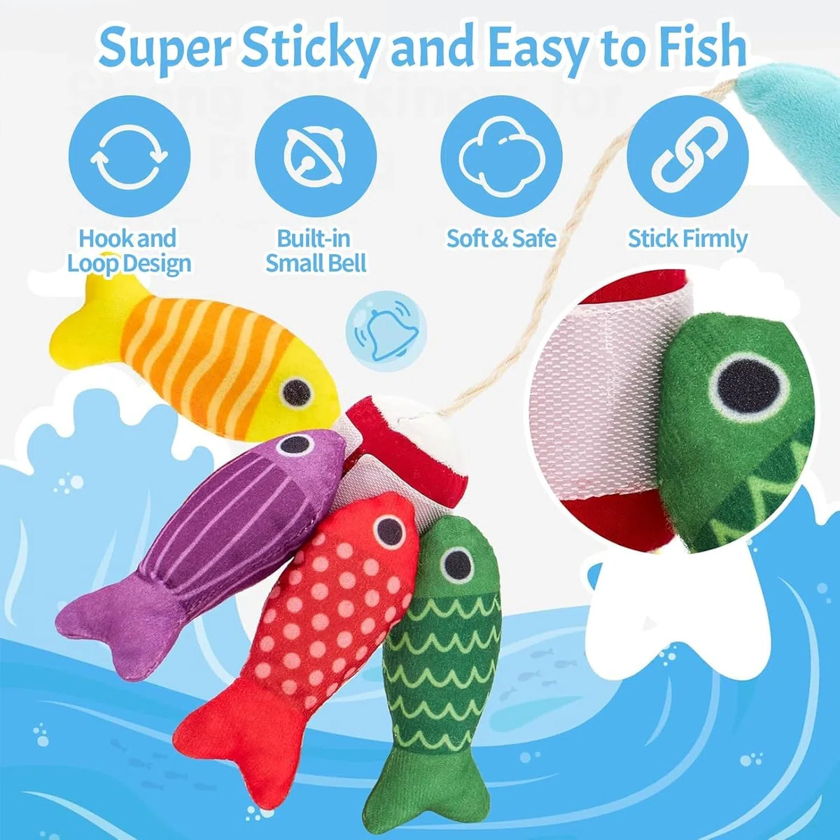Juguetes Niños 1 Año Montessori, Juego Pesca con 15 Peces Tela, Cubos Apilables, Bolsa, Educativos Juguetes Bebes 12-18 Meses, Regalo Bebe 1 2 Año