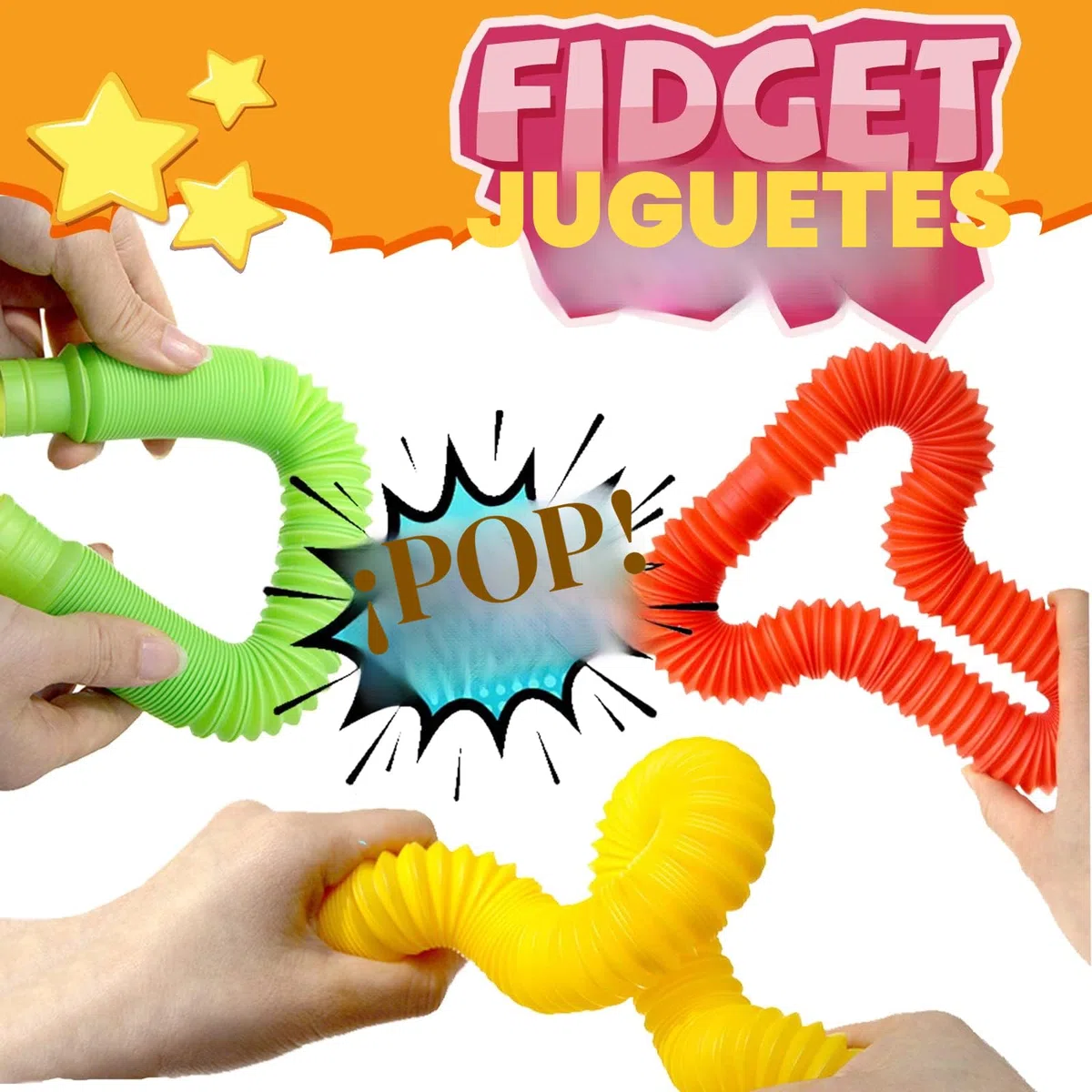 Mini Juguetes Sensoriales de Tubos Pop,24 Pieza , Fidget, Elástico Multicolor para Aliviar el estrés y la Ansiedad