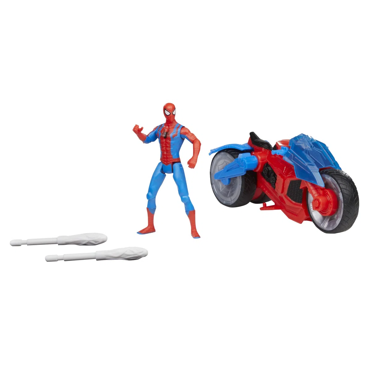 Marvel Spider-Man - Moto arácnida - Set de Juego con Figura de acción de 10 cm con vehículo y 2 proyectiles arácnidos