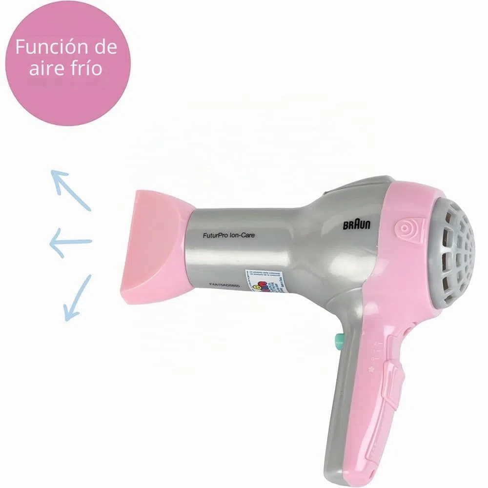 Theo Klein 5850 Braun Hair Dryer I Children's Hair Dryer Incl Brush and Diffuser Attachment I Toys for Children Aged 3 and over