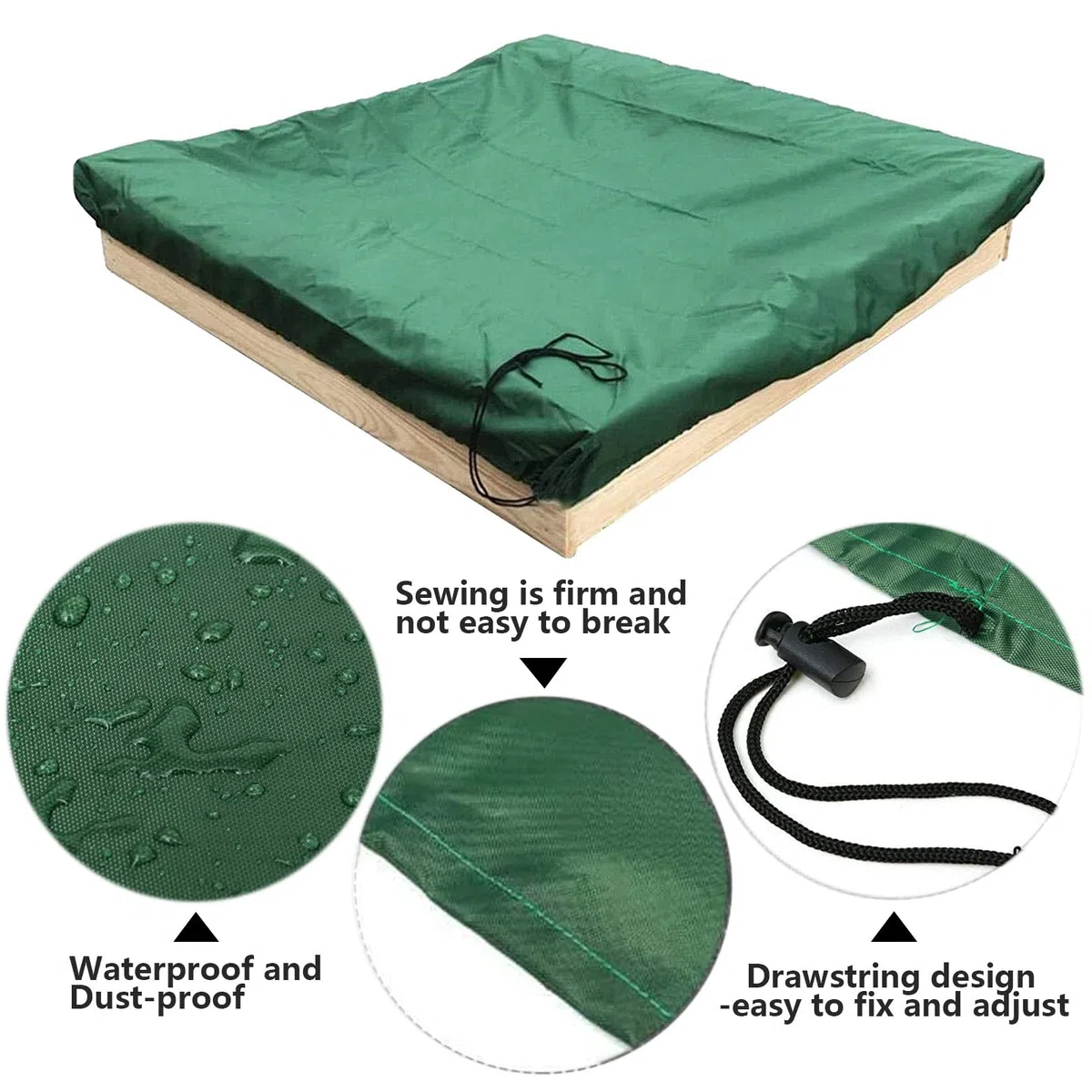 JOKILY Cubierta impermeable para caja de arena de 150 x 150 x 20 cm, lona impermeable, resistente al polvo, para piscina, terraza, jardín