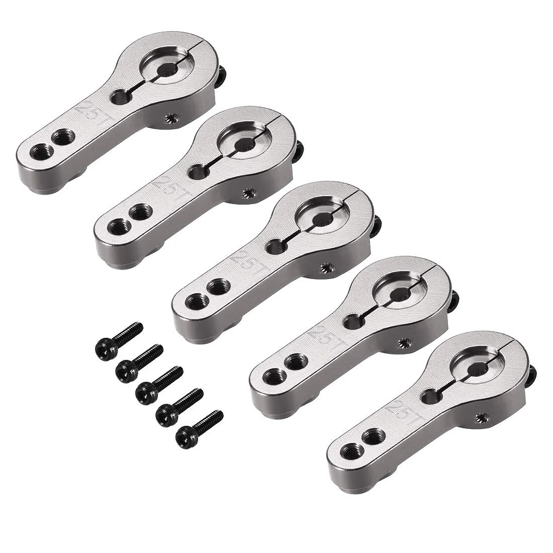 sourcing map 5uds 25T Aluminio Servo Bocinas M3 Roscas Metal Dirección Brazo para Futaba Savox Xcore RC Coche Camión Buggy Aeroplano - Titanio