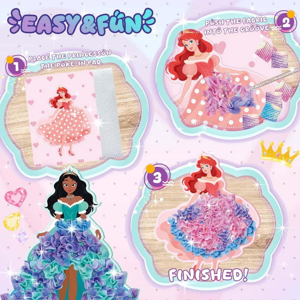 Afufu Poke Art Manualidades Juguetes Niñas 4 5 6 7 8 9 Años, Kit DIY con 8 Princesas, Crafting Kit Arte Creativo Infantil, Actividades Creativas Juegos Educativos, Cumpleaños Regalo Chicas 3-12 Años