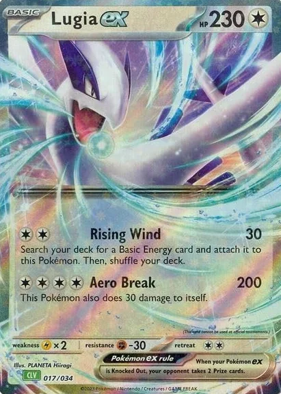 Pokemon - Lugia ex 017/034 CLV - !! Jumbo !! - Tarjeta de intercambio - Pokemon Classic - Lámina holográfica - Tarjeta individual