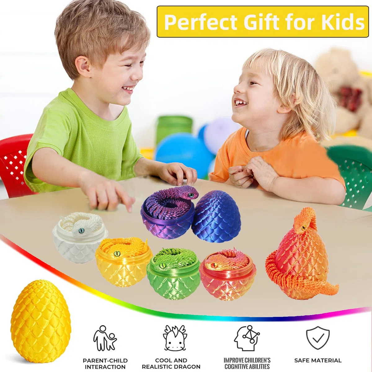 12'' 3D impreso Serpiente de Huevo, Figura de Serpiente 3D en Huevos de Pascua, Serpiente articulada Fidget Juguetes para el Hogar y la Oficina Oficinas Ejecutivas Decoración