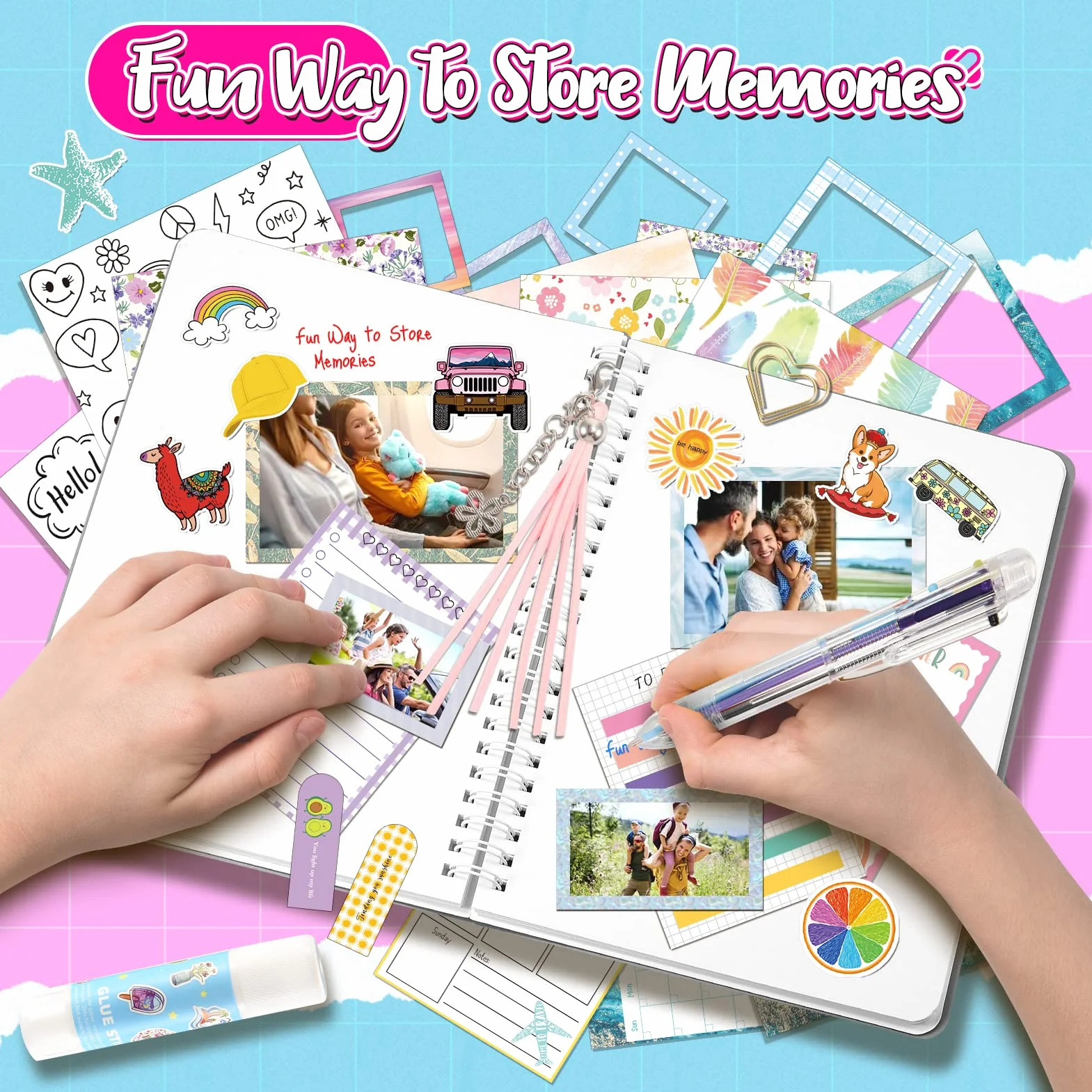 Anginne Regalo Niña 6 7 8 9 10 Años, Scrapbooking Pegatinas Diario Secreto Niña Juguetes Niños 4 5 6 7 8 9 Años Manualidades Niñas 6 7 8 10 Años Bullet Journal Kit Diario Niña