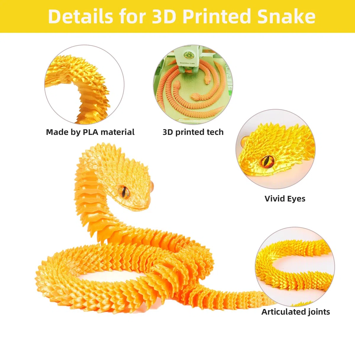 12'' 3D impreso Serpiente de Huevo, Figura de Serpiente 3D en Huevos de Pascua, Serpiente articulada Fidget Juguetes para el Hogar y la Oficina Oficinas Ejecutivas Decoración