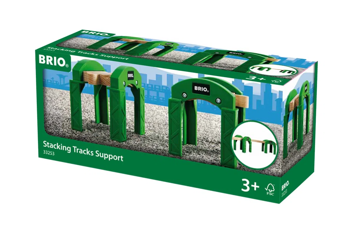 BRIO WORLD - Soportes para vìa apilables, Accesorios para Circuito de Tren BRIO, Set da 4 Piezas, Edad 3+ Años
