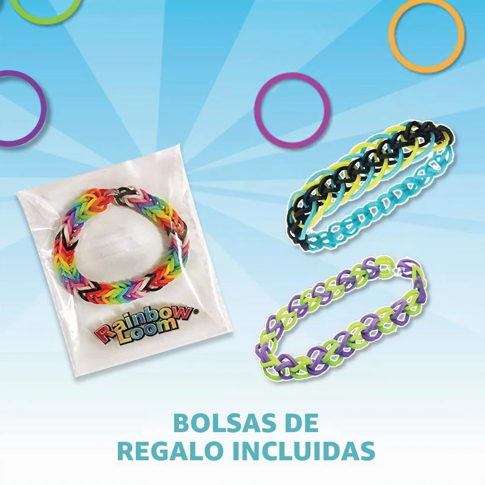 Bandai – Rainbow Loom Original – Ocio Creativo – Fabricación de pulseras – Telar con 600 gomas – ‎Licencia oficial Kit patentado – Juguete infantil de 8 años y + – CD00001
