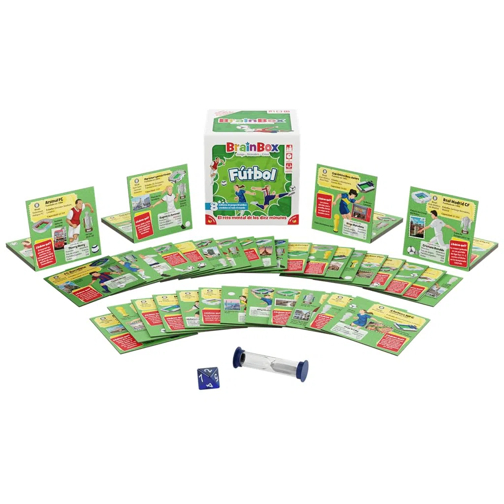 Asmodee BrainBox Fútbol, Juego de Cartas de Memoria y Observación para Familias y Niños, Educativo, A Partir de 8 Años, A Partir de 1 Jugador, 10 Minutos por Partida, Español