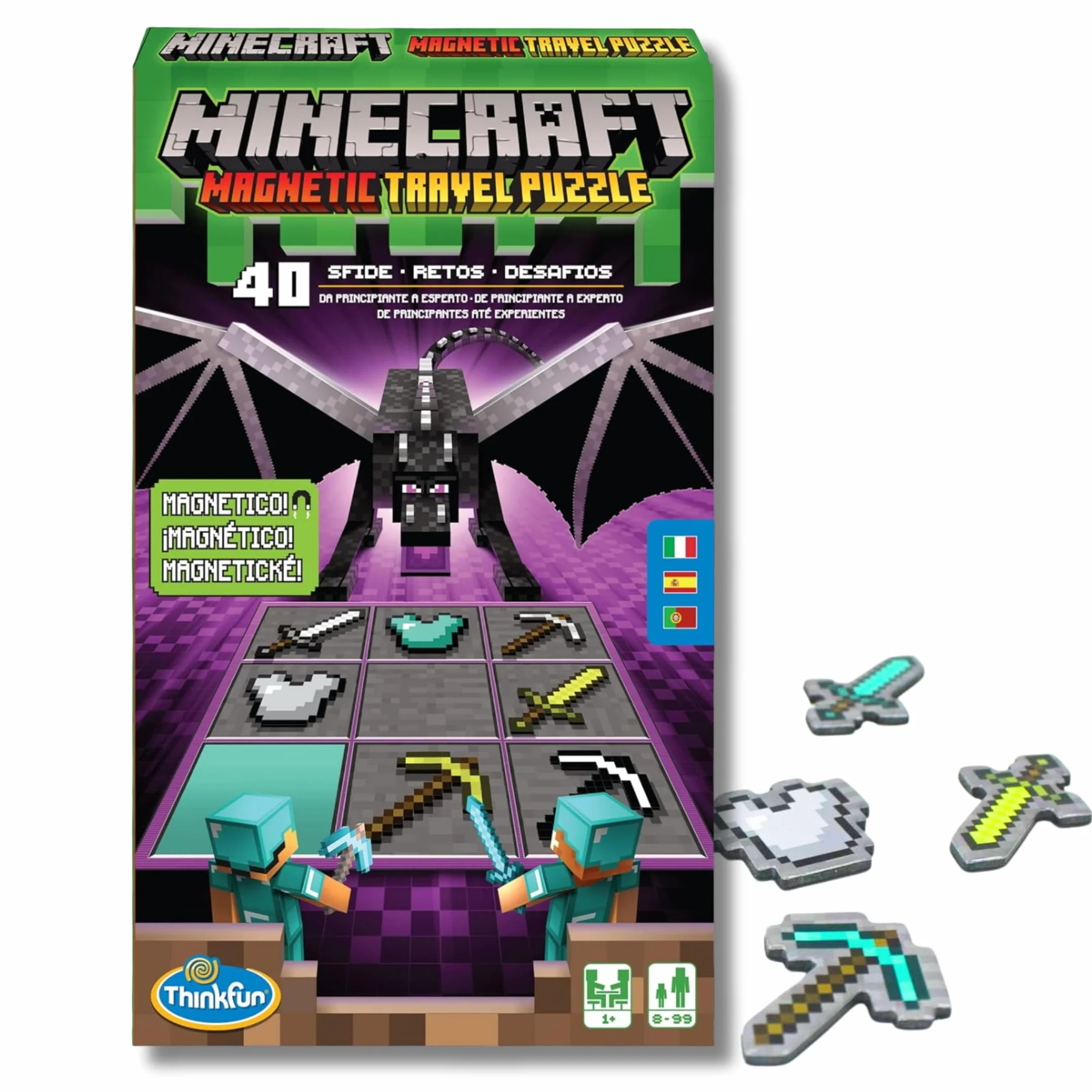 ThinkFun - Minecraft Travel, Juegos de Mesa Niños 8 Años o Más, Juego de Viaje, Rompecabezas Niños, Juego Mesa con Desafíos, Juegos Educativos