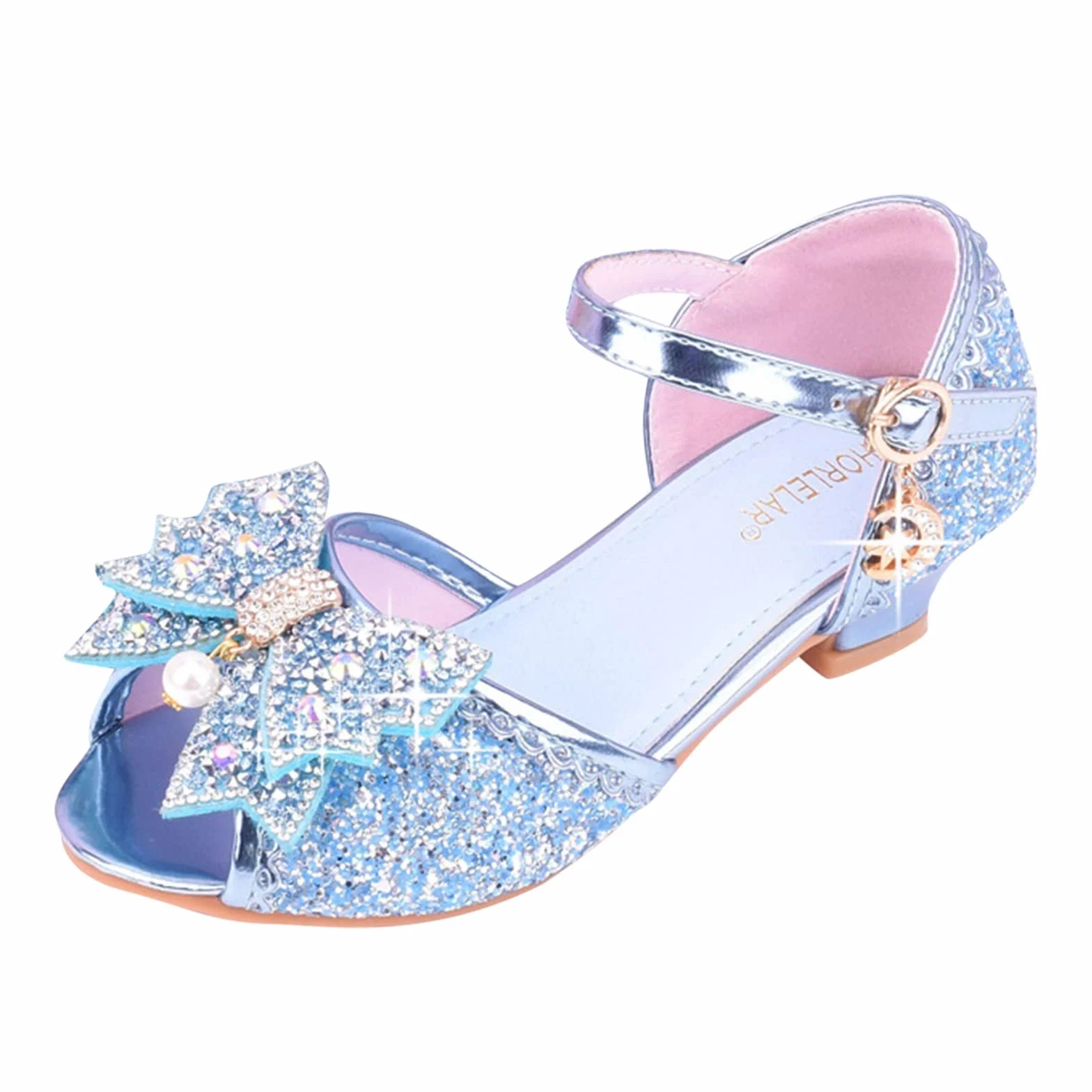 Zapatos de princesa para niña, con purpurina, Mary Jane, tacones altos, lazo de estrás, zapatos de vestido de lentejuelas lisos, cosplay, para disfraces, fiestas, fiestas de cumpleaños