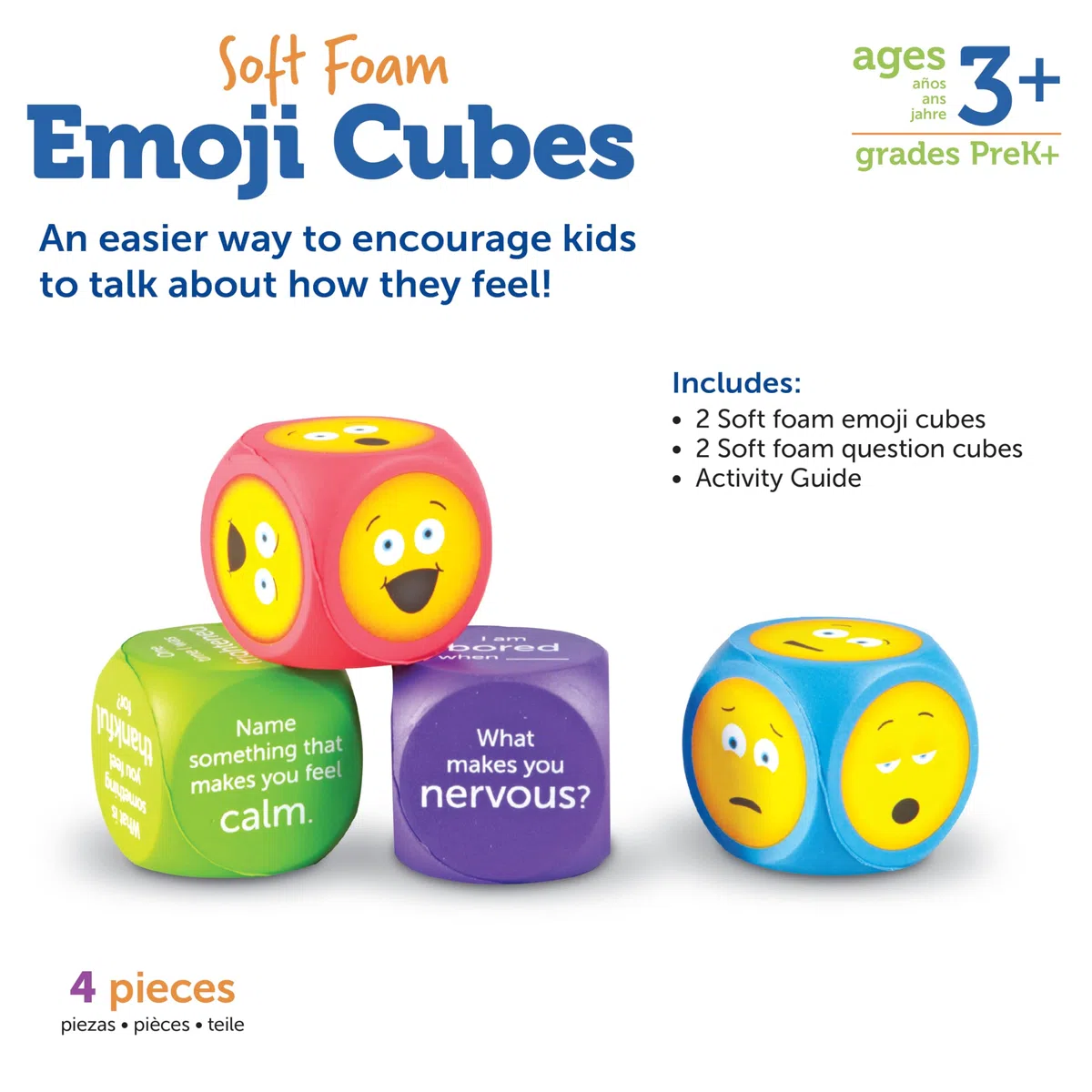 Dados de Espuma Blanda con Emojis de Learning Resources (Set de 4)