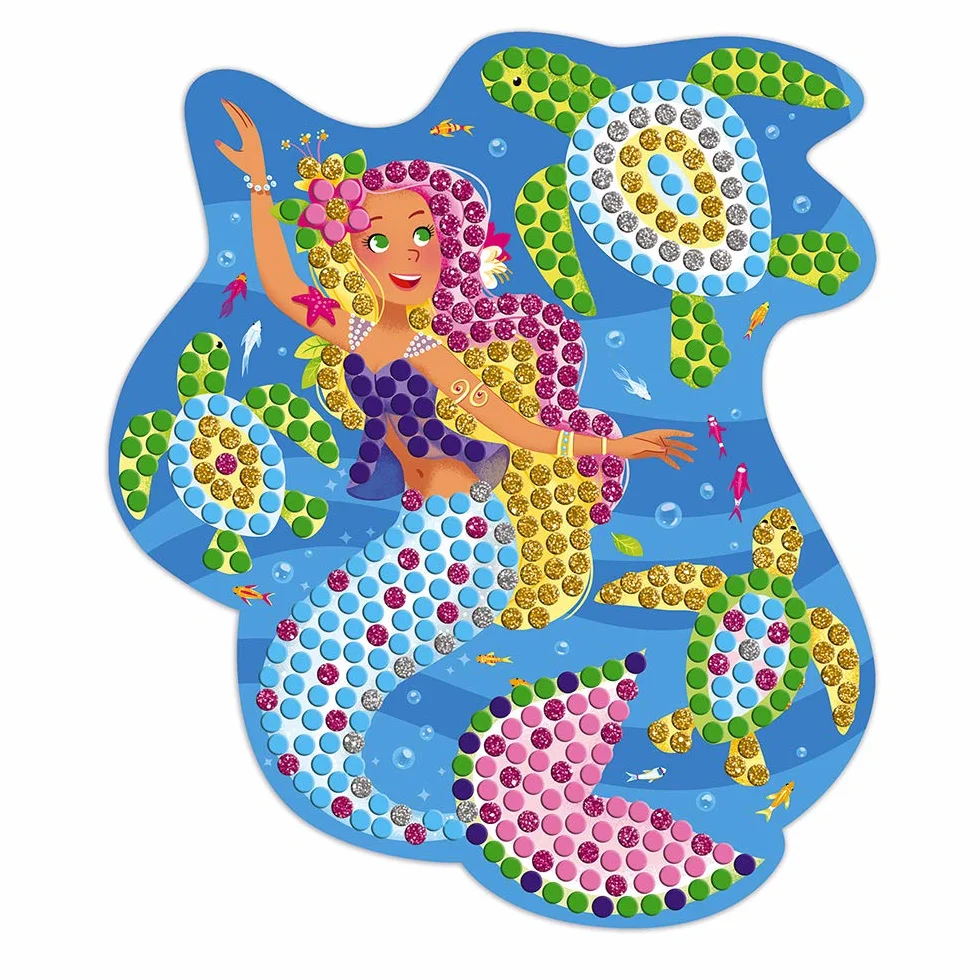 Janod - Estuche Mosaicos Delfines y Sirenas - Les Ateliers Du Calme - Kit Infantil de Manualidades Creativas - Desarrolla la Motricidad Fina y la Concentración - A Partir de 7 Años, J07961