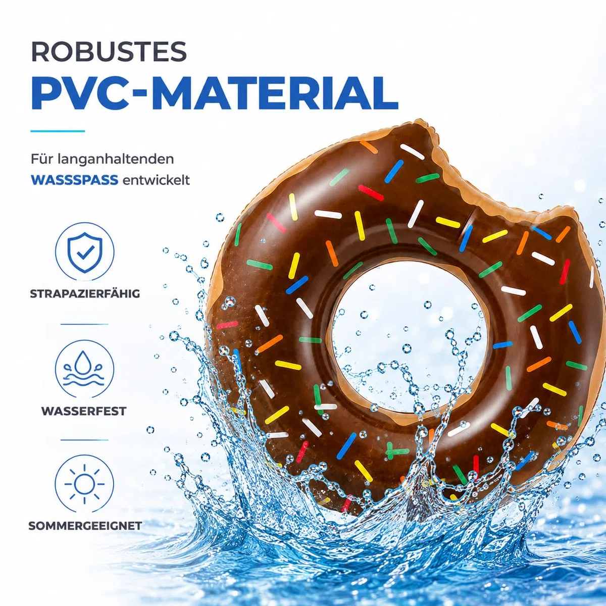 Donut Inflable Ø 120 cm con mordida Anillo de natación aro Flotante colchón de Aire cojín de natación marrón, Piscina y Agua, con 1x portavasos para Adultos y niños Isla de natación Animal flotantema