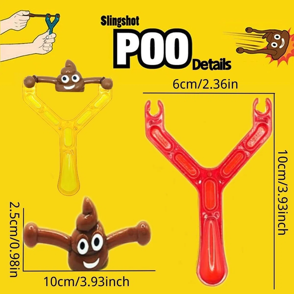 Juego de 20 piezas de juguete (Poo Slingshot, 4 lanzamallas, catapulta catapulta con 16 bolas Emoji Mochi Toys, Party Bag Filler Kids Adult Birthday bromea de juguete regalo (color