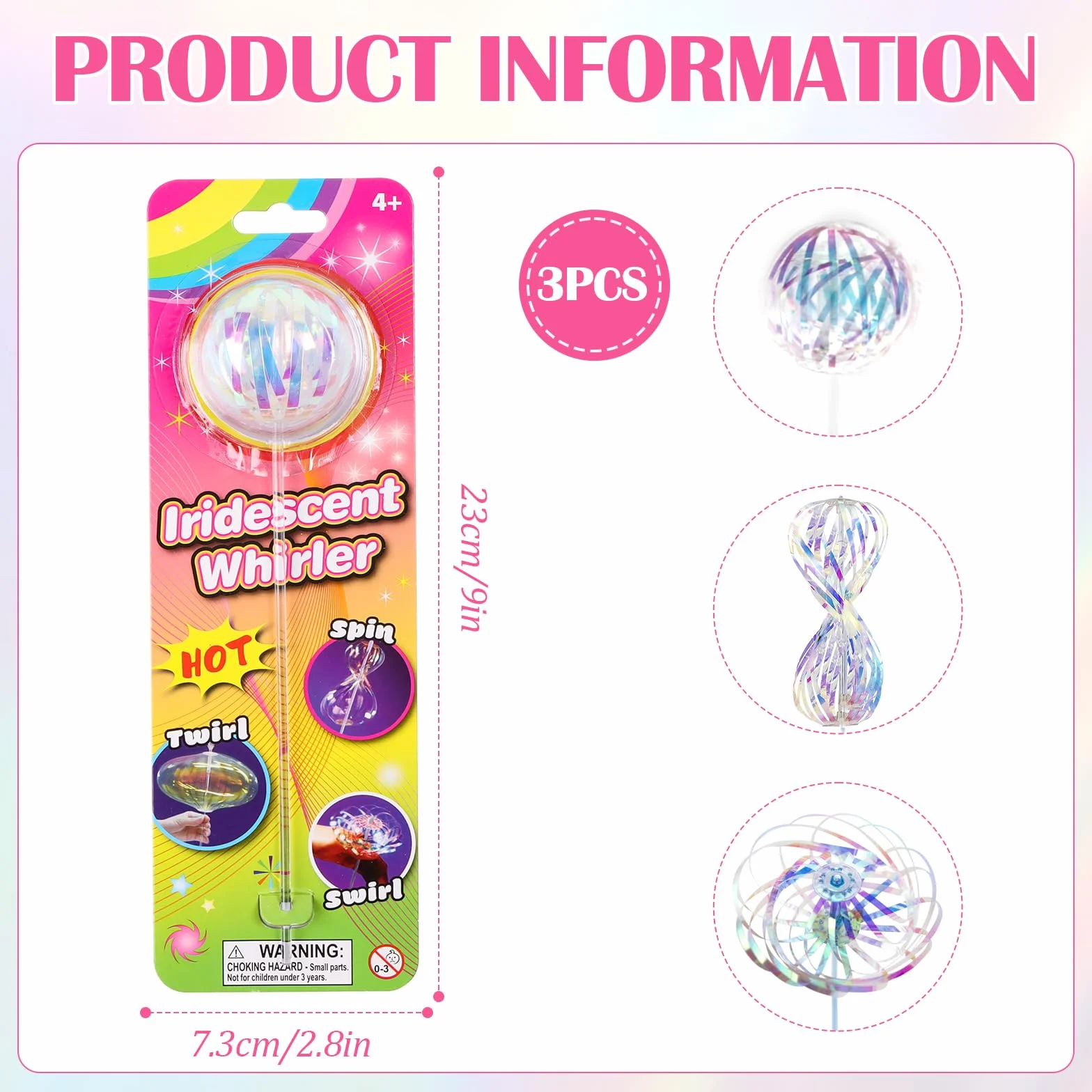 3 piezas Rainbow Twirler, Magic Rainbow Spinner arco iris Spinner arco iris Twirler para fiestas, festivales y niños adultos Cool accesorios de baile