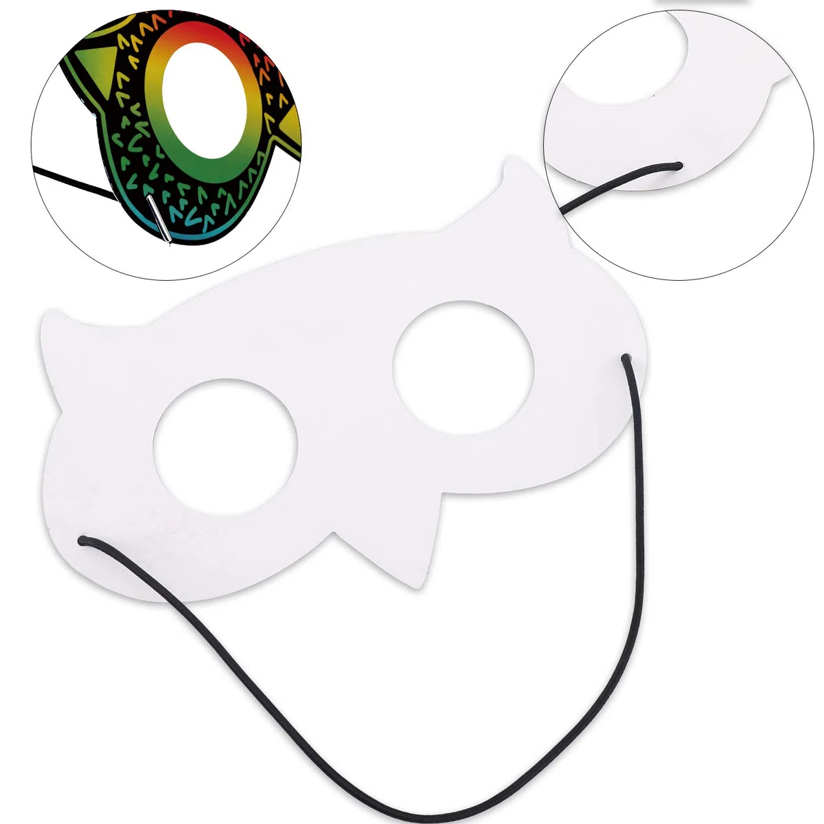 Qpout 48pcs Scratch Art Máscaras para niños, animales rascadores, juego de máscaras con cordones elásticos y lápiz de madera para niños, cumpleaños, Pascua, Halloween, Navidad, juego, regalo