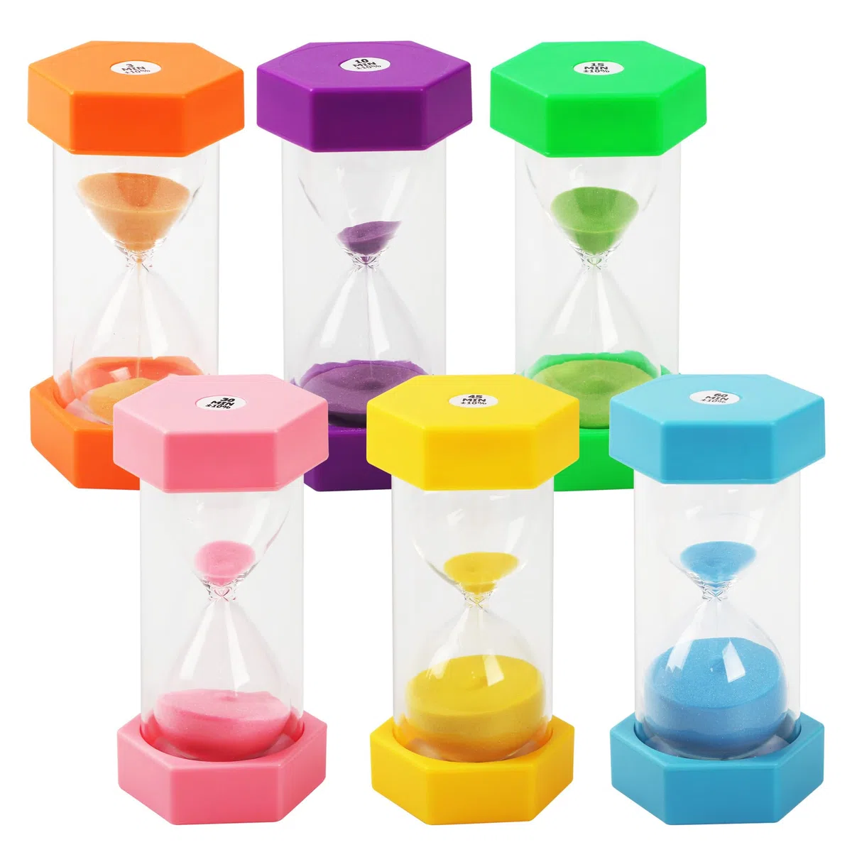 6 Piezas Reloj de Arena,Colorido Relojes de Arena,Temporizador de Color 3/10/30/15/45/60 Minutos，Adecuado para Cocina, Familia, Vida Infantil, Tiempo de Juego, Regalos creativos
