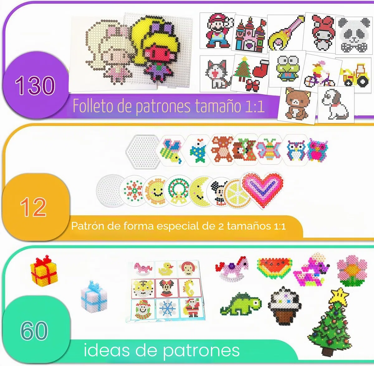 Vytung Cuentas Para Planchar, 6280Pcs 5 mm de Abalorios Cuentas,202 modelos, Plásticos Beads Kit Completo con Papel de Planchado, Plantilla DIY Manualidad para Fiesta ​Cumpleaños Niños