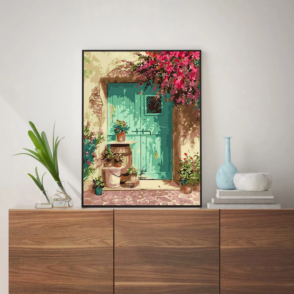 Hjjdiyes - Pintura por números para adultos, para principiantes, paisaje, 40 x 50 cm, kit con lienzo sin arrugas, pinceles y pintura acrílica, pintura al óleo para regalo, decoración del hogar (puerta