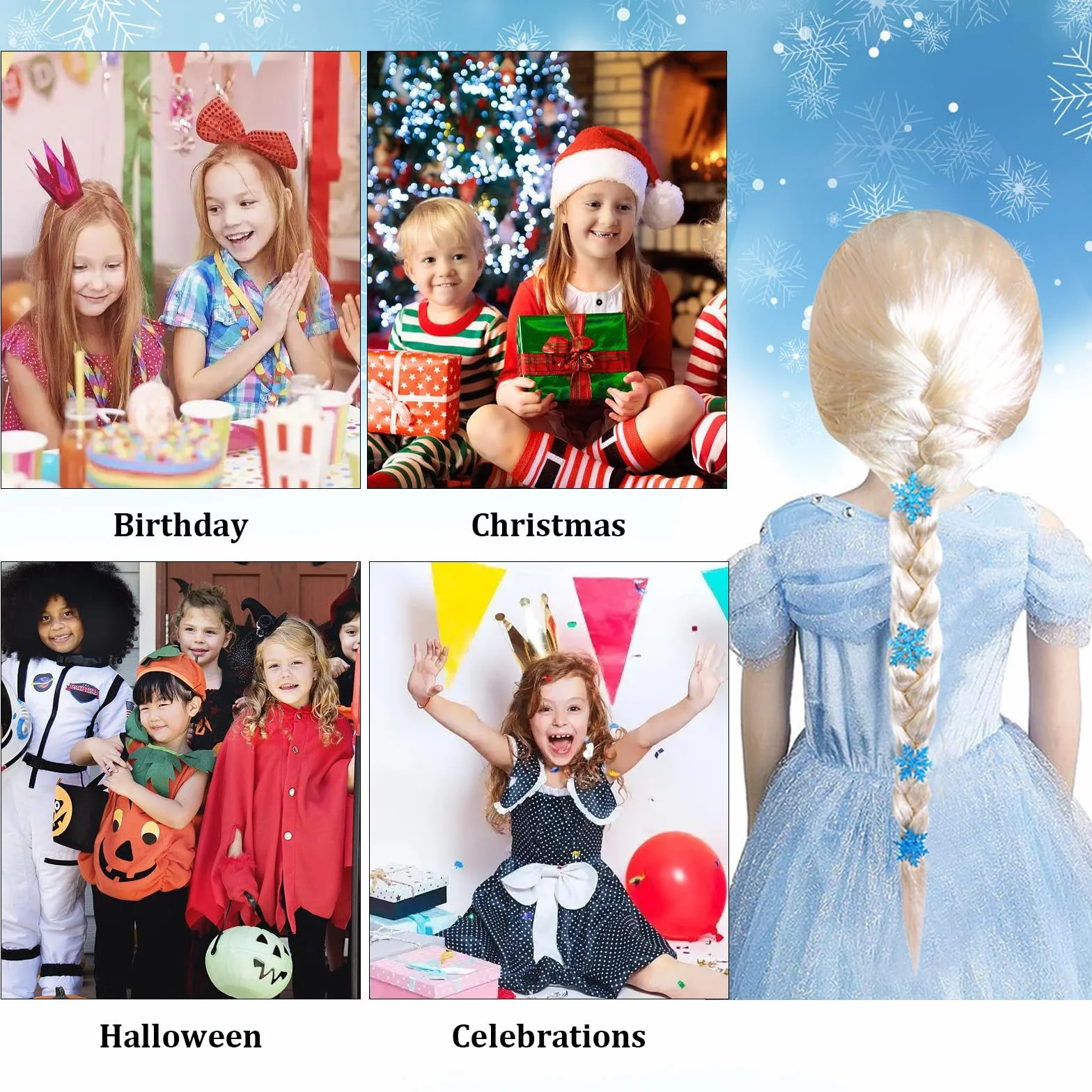 Frozen Elsa Peluca Eluca Rapunzel Niña Frozen Cosplay Costume Elsa Peluca De Trenza Para Disfraz Peluca De Pelo Largo Para Mujer Peluca De Anime Aplicable Fiesta Halloween, Bar, Cosplay De Concierto