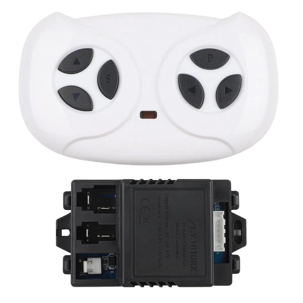 JR1810RX Receptor de 7 pines y control remoto para niños eléctrico Ride On Car 6-12V 2.4G piezas de repuesto con función de arranque lento, material ABS, accesorios de vehículo de juguete