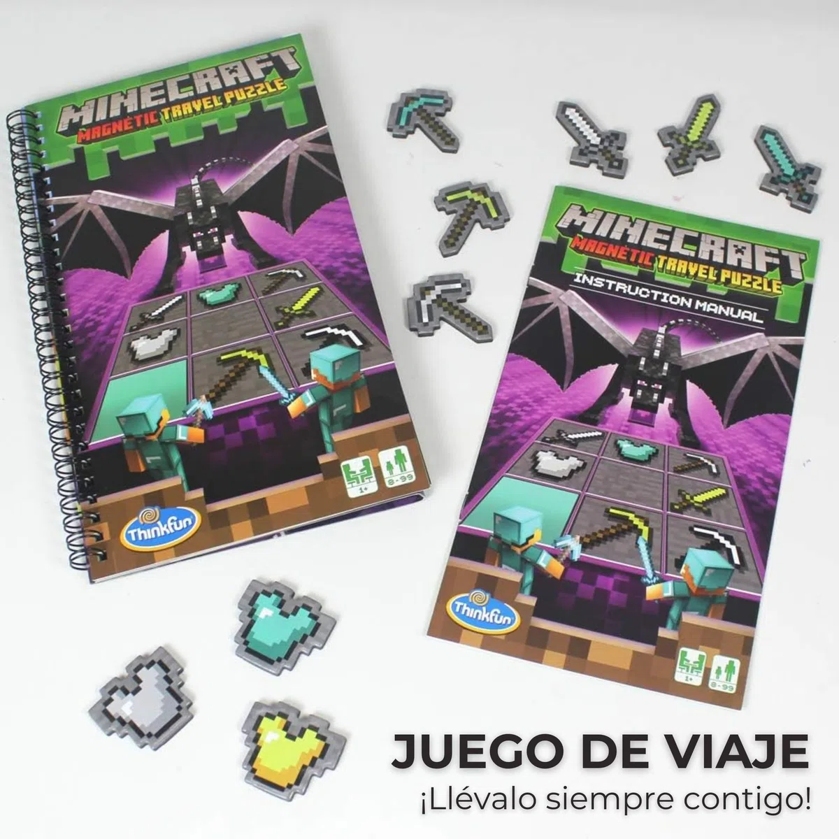 ThinkFun - Minecraft Travel, Juegos de Mesa Niños 8 Años o Más, Juego de Viaje, Rompecabezas Niños, Juego Mesa con Desafíos, Juegos Educativos