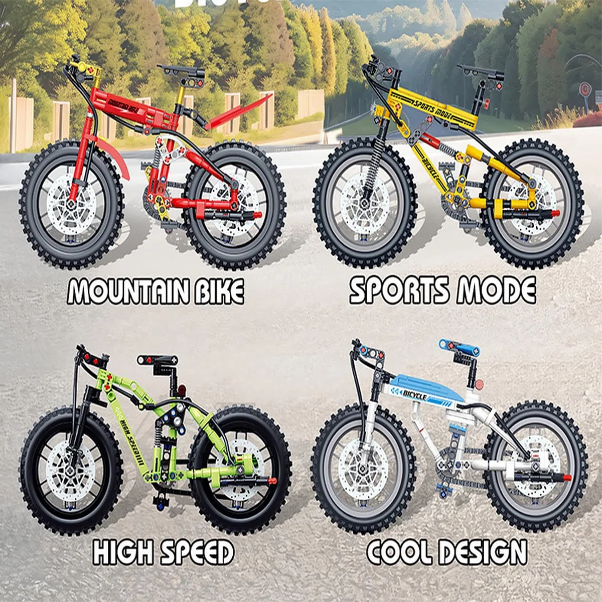 Juego de construcción de Bicicletas, Modelo de Bicicleta de montaña, Juguete de Bloques para Construir Bicicletas, Coleccionable, Regalo
