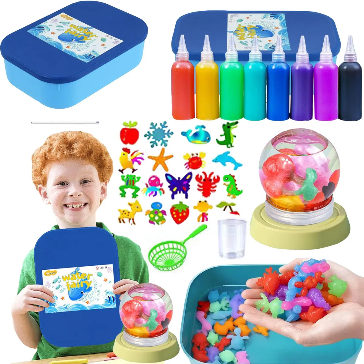 Aszaui Aqua Gelz Creative Set,Magic Water Elf,Aquagelz 3D Creative Set de Mágicos de Geles de Océano para Niños,Manualidades, 13 Botellas Juego Educativos Niños