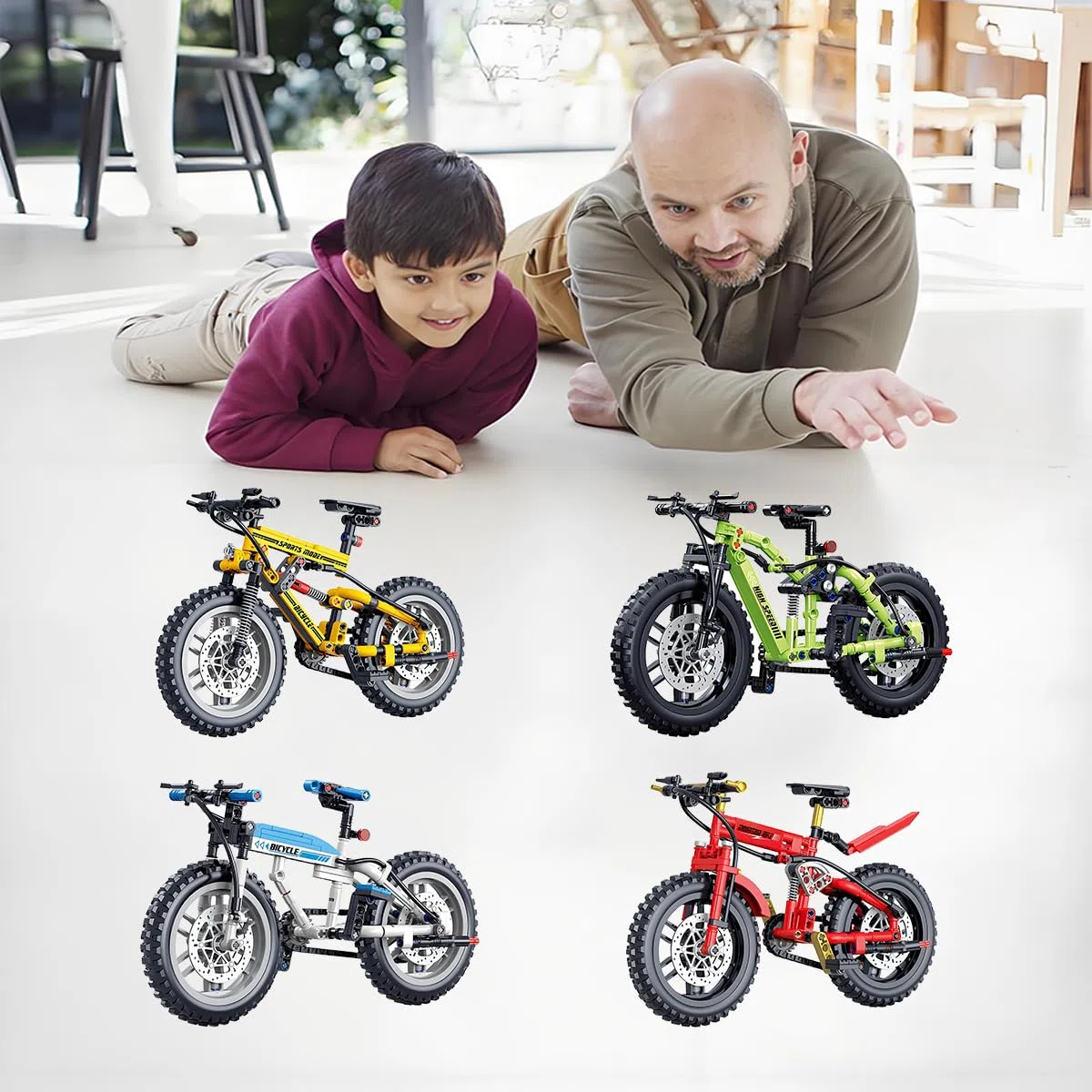 Juego de construcción de Bicicletas, Modelo de Bicicleta de montaña, Juguete de Bloques para Construir Bicicletas, Coleccionable, Regalo