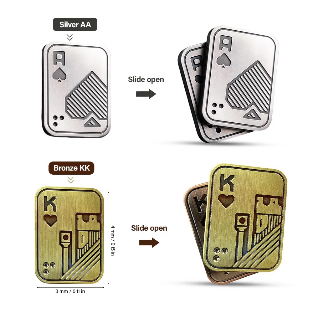 Fidget Slider Toy,2 pcs Metal Poker Fidget Slider EDC Fidget Toys,ADHD Autism Toys Sensory,Ansiedad Estrés Relieve Toys,El aburrimiento Mata El Tiempo,Regalos para Oficina En Casa