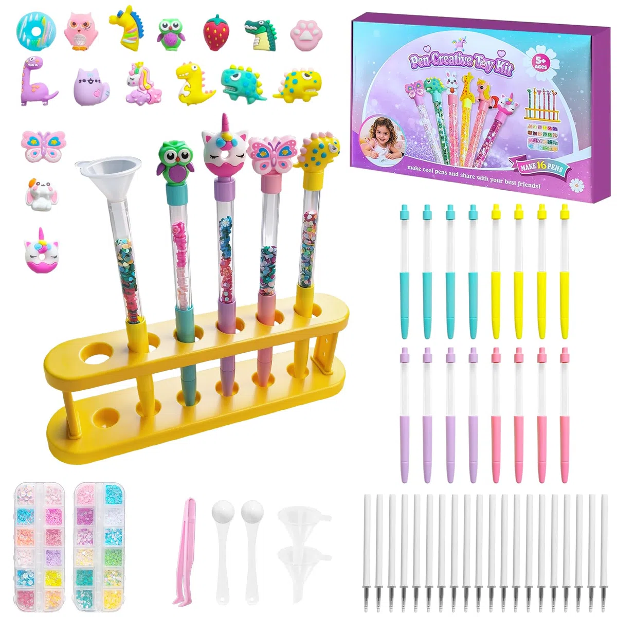 Kit de Creación de Bolígrafos 82 Accesorios, Laboratorio de Bolígrafos, Fábrica de Rotuladores, Manualidades Adecuadas para Niños de Seis Años, Ideas de Regalos para Niños y Niñas de Seis a Diez Años
