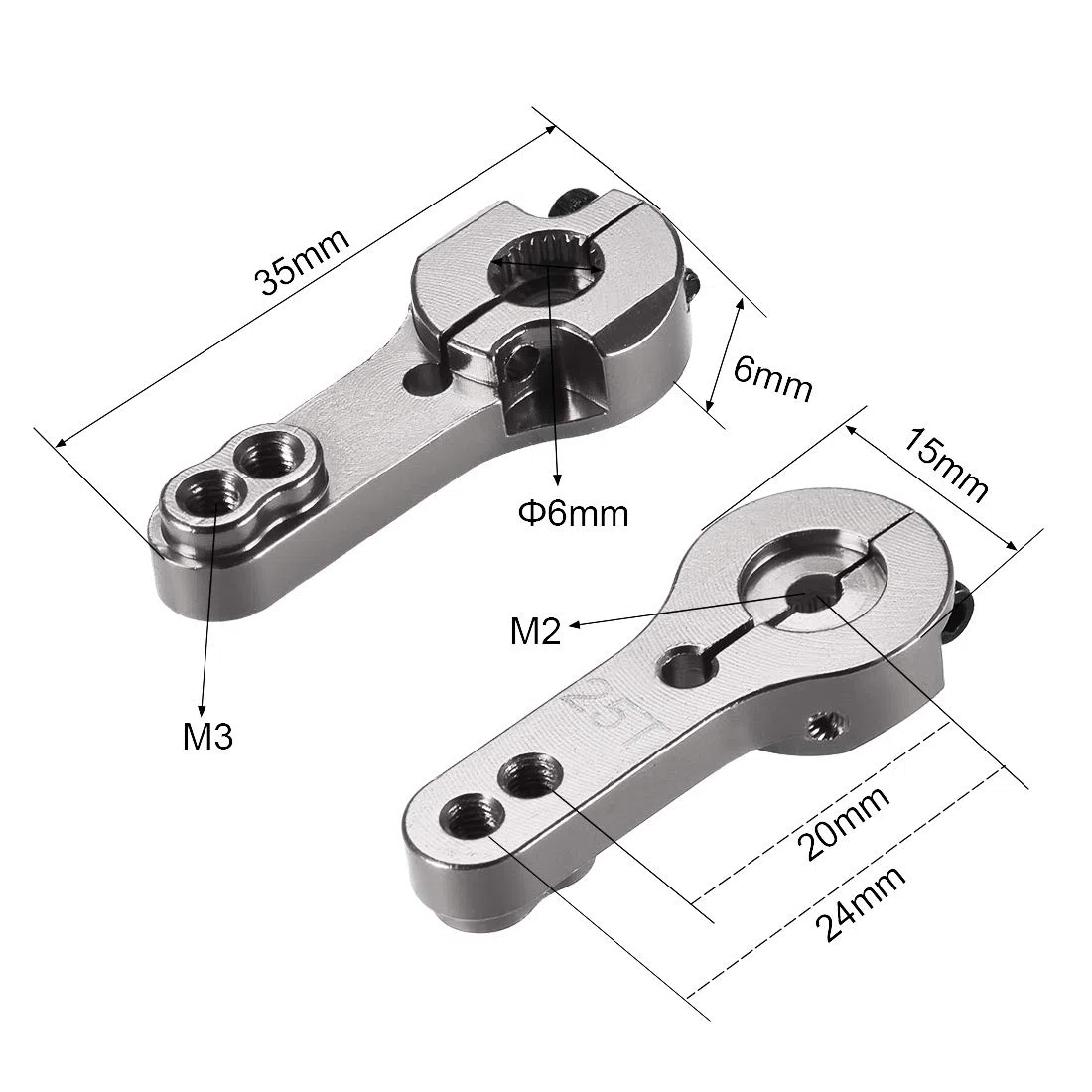 sourcing map 5uds 25T Aluminio Servo Bocinas M3 Roscas Metal Dirección Brazo para Futaba Savox Xcore RC Coche Camión Buggy Aeroplano - Titanio