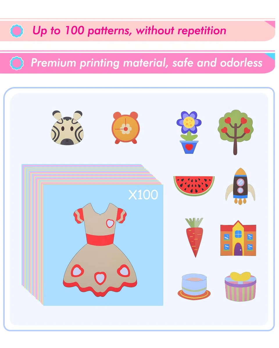 UCEC Juego de 104 piezas de corte de papel para niños, manualidades a partir de 2 años, incluye 4 tijeras para niños y 100 papel, tijeras para manualidades, juguetes para niños pequeños