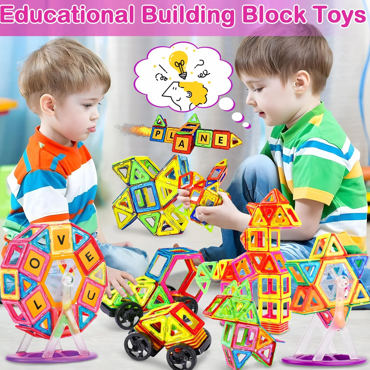 Purpledi 120 piezas bloques de construcción magnéticos juegos de imanes de construcción magnéticos, juguetes para niños, juegos de construcción educativos, regalo de cumpleaños para 4 5 6 7 8 9 años