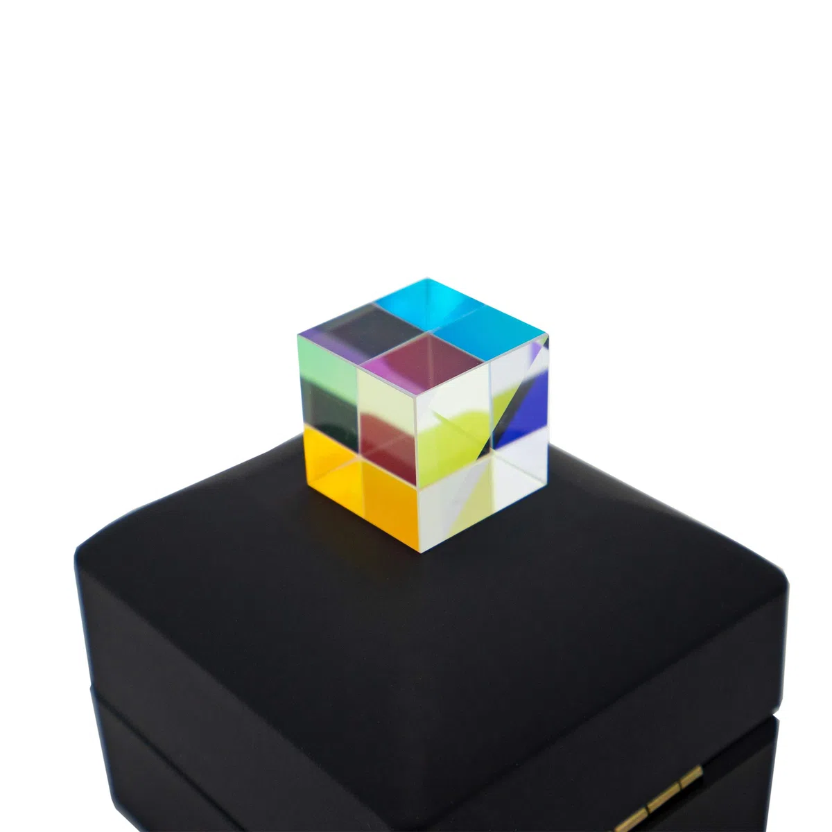 Prisma X-Cube de vidrio óptico de 2 cm, prisma de dispersión RGB para física y decoración con caja de almacenamiento