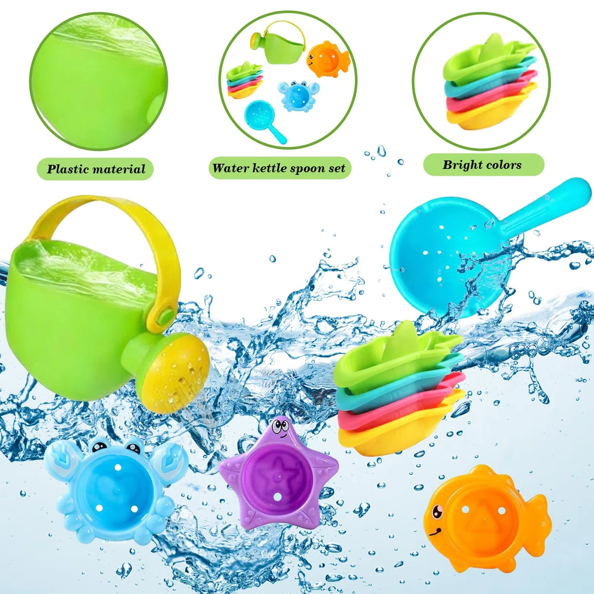 Juguetes Baño 10 Piezas 1 2 3 4 Años Juguetes Bañera Bebe Flotante Juego de Pesca Bath Toys para Ducha Piscina Bañera Playa Regalo para Niños y Niñas
