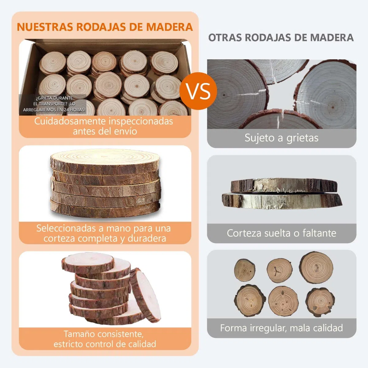 Rodajas de Madera 6 cm, 50 piezas (6-7 cm) Troncos Madera Decoracion