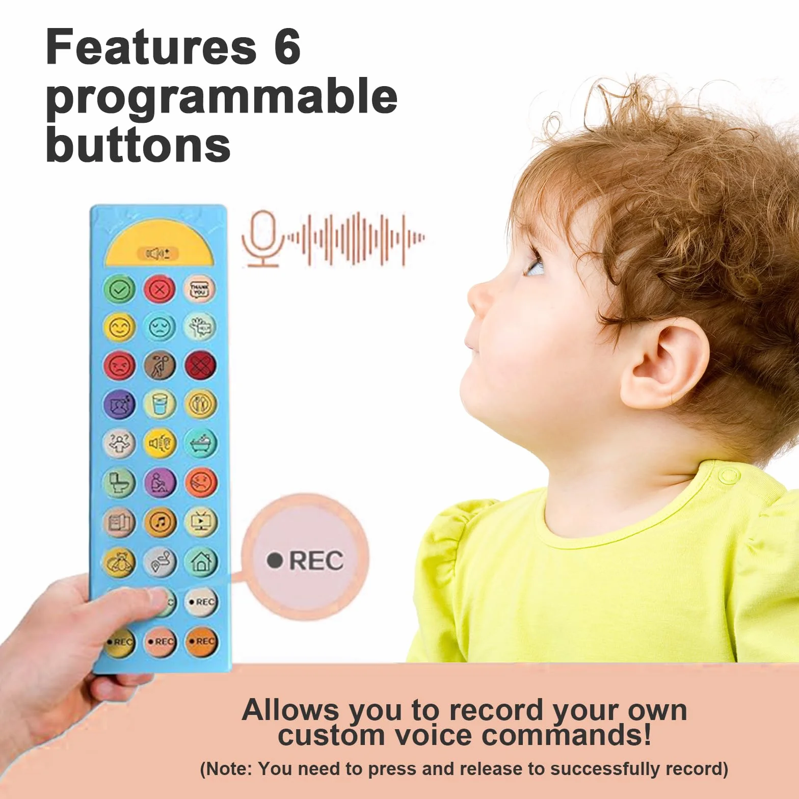 Dispositivo CAA para Autismo, Herramienta de Comunicación No Verbal con 6 Botones Programables y Volumen Ajustable. para Terapia del Habla y Rehabilitación de Adultos/Niños