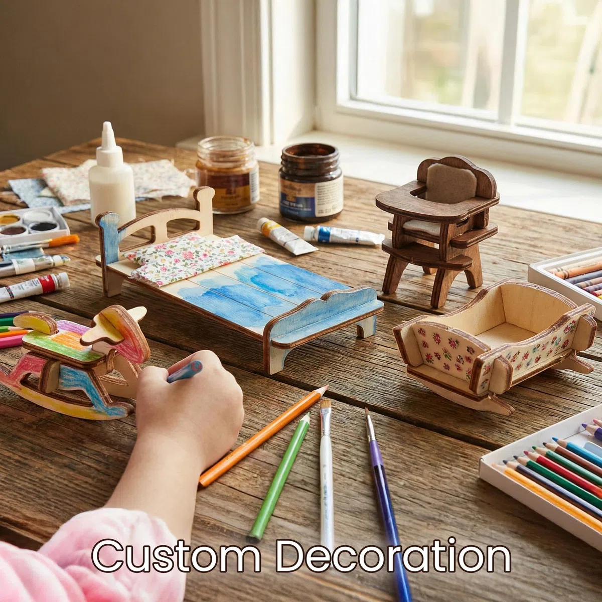 BOHS Kit de Muebles 3D para Casa de Muñecas, Rompecabezas de Madera, 34 Piezas, Juguete Educativo DIY para Niños de 6 Años en Adelante