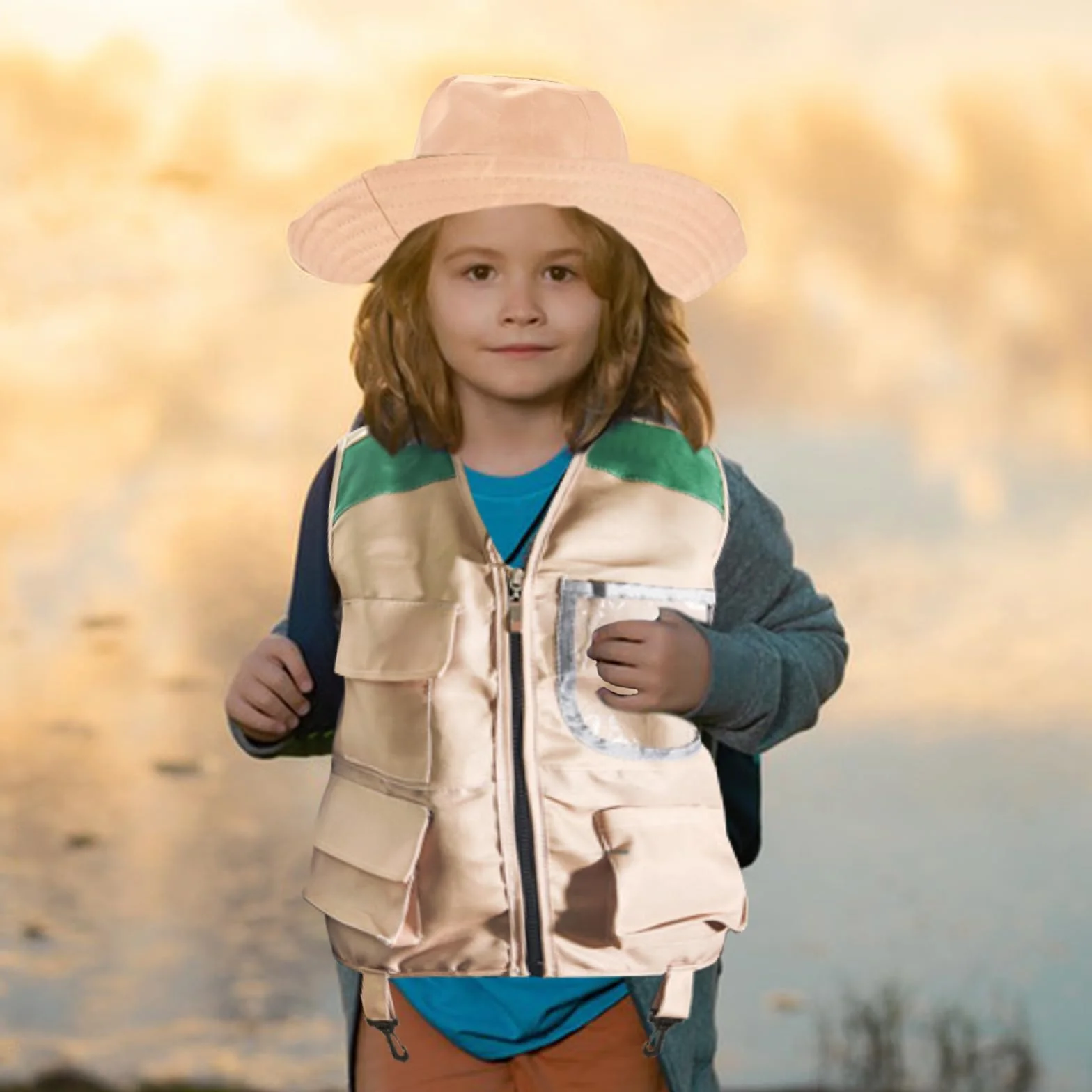 Kit de Exploración para Niños Disfraz Explorador Niño con Chaleco y Sombrero Aire Libre Aventura Juguetes Juego de Explorador Regalo para Niños de 3 a 10 (A)