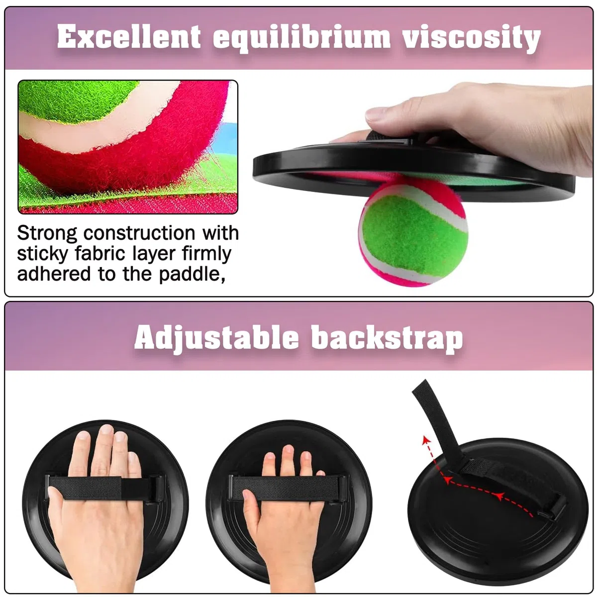 Juego de Bolas de Lanzamiento y Captura, Lanzamiento Pelota Juegos com 4 Palas y 4 Bolas para Adultos y Niños, Captura Bolas Raqueta Set para Patio, Jardín, Interior & Exterior